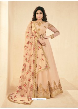 Light Beige Georgette Embroidered Designer Anarkali Suit