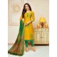 Mustard Cotton Silk Embroidered Churidar Suit