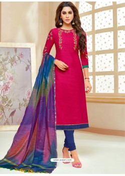 Rani Cotton Silk Embroidered Churidar Suit