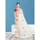 White Chanderi Embroidered Designer Saree