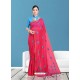 Fuchsia Chanderi Embroidered Designer Saree