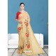 Beige Chanderi Embroidered Designer Saree