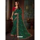 Dark Green Vichitra Silk Heavy Embroidery Designer Saree