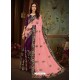 Pink And Violet Vichitra Silk Heavy Embroidery Designer Saree