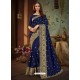 Navy Blue Vichitra Silk Heavy Embroidery Designer Saree