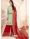 Sea Green Embroidered Heavy Georgette Designer Palazzo Suit