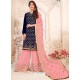 Navy Blue Embroidered Heavy Georgette Designer Palazzo Suit