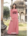 Pink Cotton Readymade Designer Kurti