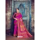 Magenta Jaquard Nylon Silk Designer Party Wear Saree