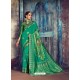 Jade Green Jaquard Nylon Silk Designer Party Wear Saree