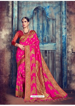 Rani Jaquard Nylon Silk Designer Party Wear Saree