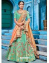 Jade Green Embroidered Geneva Silk Designer Lehenga Choli