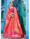 Tomato Red Embroidered Georgette Banarasi Designer Lehenga Choli