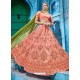 Light Orange Embroidered Silk Designer Lehenga Choli