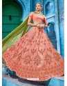 Light Orange Embroidered Silk Designer Lehenga Choli