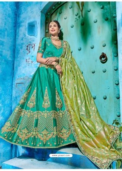 Dark Green Embroidered Satin Designer Lehenga Choli