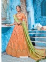 Adorable Light Orange Embroidered Silk Designer Lehenga Choli