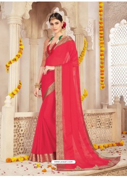 Dark Peach Alfino Chiffon Designer Saree