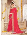 Dark Peach Alfino Chiffon Designer Saree