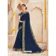 Navy Blue Alfino Chiffon Designer Saree