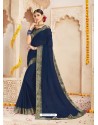 Navy Blue Alfino Chiffon Designer Saree