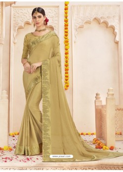 Golden Alfino Chiffon Designer Saree