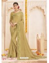 Golden Alfino Chiffon Designer Saree