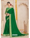 Dark Green Alfino Chiffon Designer Saree