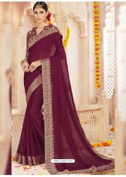 Purple Alfino Chiffon Designer Saree