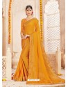 Mustard Alfino Chiffon Designer Saree