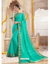 Aqua Mint Alfino Chiffon Designer Saree