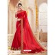 Red Alfino Chiffon Designer Saree