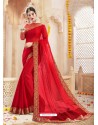 Red Alfino Chiffon Designer Saree