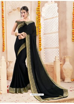 Black Alfino Chiffon Designer Saree