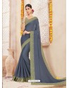 Grey Alfino Chiffon Designer Saree