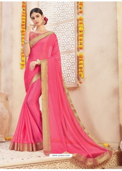 Hot Pink Alfino Chiffon Designer Saree