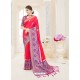 Gorgeous Crimson Nylon Silk Designer Saree