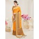 Yellow Nylon Silk Designer Jaquard Saree