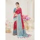 Crimson Nylon Silk Designer Jaquard Saree