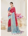 Crimson Nylon Silk Designer Jaquard Saree