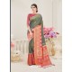 Mehendi Nylon Silk Designer Jaquard Saree