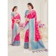 Fuchsia Nylon Silk Designer Jaquard Saree