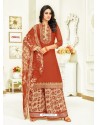 Rusty Pure Jam Satin Printed Palazzo Suit