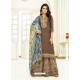 Brown Pure Jam Satin Printed Palazzo Suit