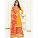 Orange Pure Jam Satin Printed Palazzo Suit