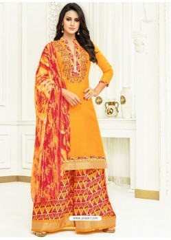 Orange Pure Jam Satin Printed Palazzo Suit