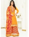 Orange Pure Jam Satin Printed Palazzo Suit