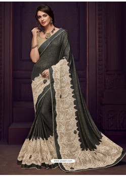 Black Imported Fabrics Heavy Embroidered Designer Party Wear Saree