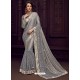 Silver Imported Fabrics Heavy Embroidered Designer Party Wear Saree