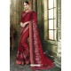 Maroon Silk Border Work Designer Party Wear Saree